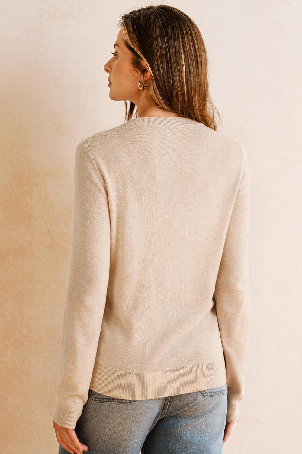 imageArachampampCloz Womens Wool Blended 2025 Fall Cardigan Sweaters Lightweight Long Sleeve Business Casual Outfits TopApricot