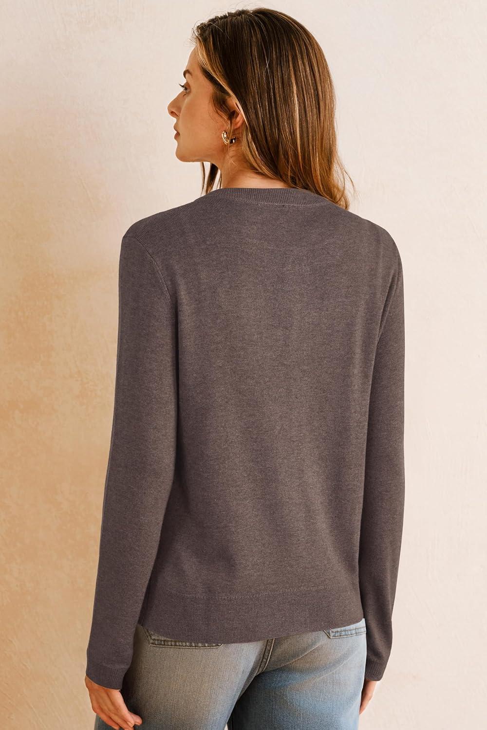 imageArachampampCloz Womens Wool Blended 2025 Fall Cardigan Sweaters Lightweight Long Sleeve Business Casual Outfits TopCoffee