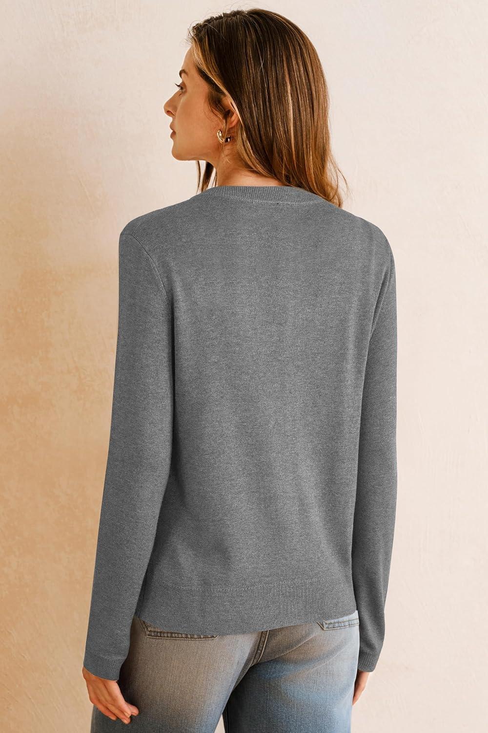 imageArachampampCloz Womens Wool Blended 2025 Fall Cardigan Sweaters Lightweight Long Sleeve Business Casual Outfits TopDark Gray