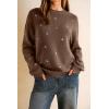 imageArachampampCloz Womens Wool Blend Embroidery Floral Oversized Fit Sweater Trendy 2025Chocolate Brown