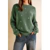 imageArachampampCloz Womens Wool Blend Embroidery Floral Oversized Fit Sweater Trendy 2025Green