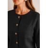 imageArachampampCloz Womens Wool Blend Fall Button Down Business Casual Blazers Jacket with Pockets 2025Black