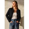 imageArachampampCloz Womens Wool Blend Fall Fashion Button Down Cropped Jacket Shackets 2025Black
