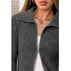 imageArachampampCloz Womens Wool Blend Fall Zip Up Lapel Neck Business Cardigan Sweaters 2025Dark Gray