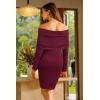 imageArachampampCloz Womens Wool Blend Long Sleeve Off Shoulder Sweater Dresses 2025Burgundy Red