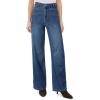 imageArachampampCloz Womens Denim Adjustable Waist Buttons High Waisted Wide Leg Jeans 2025Blue