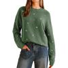 imageArachampampCloz Womens Wool Blend Embroidery Floral Oversized Fit Sweater Trendy 2025Green