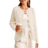 imageArachampampCloz Womens Wool Blend Fall Button Down Business Casual Blazers Jacket with Pockets 2025White