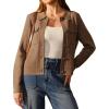 imageArachampampCloz Womens Wool Blend Fall Fashion Button Down Cropped Jacket Shackets 2025Brown