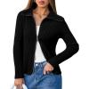 imageArachampampCloz Womens Wool Blend Fall Zip Up Lapel Neck Business Cardigan Sweaters 2025Black