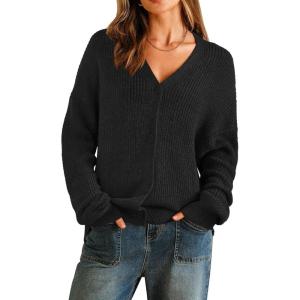 imageArachampampCloz Womens Mohair Wool Blend Fall Chunky Business Cardigan Sweaters 2025Black