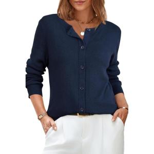 imageArachampampCloz Womens Wool Blended 2025 Fall Cardigan Sweaters Lightweight Long Sleeve Business Casual Outfits TopNavy