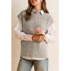 imageArachampampCloz Womens Cotton Blend Cap Sleeve Side Slit Sweater Vest Fall Casual Tops 2025Khaki Grey