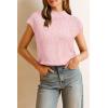 imageArachampampCloz Womens Cotton Blend Cap Sleeve Side Slit Sweater Vest Fall Casual Tops 2025Light Pink