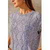 imageArachampampCloz Womens Cozy Cotton Fringe Cable Knit Western Outfits Fall Sweater Vests 2025Blue Heather