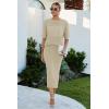 imageArachampampCloz Womens Soft 2 Piece Sets Summer Crochet Top and Midi Slit Skirt Outfits 2025Apricot