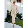 imageArachampampCloz Womens Soft 2 Piece Sets Summer Crochet Top and Midi Slit Skirt Outfits 2025Light Apricot