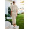 imageArachampampCloz Womens Soft 2 Piece Sets Summer Crochet Top and Midi Slit Skirt Outfits 2025Light Apricot