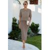 imageArachampampCloz Womens Soft 2 Piece Sets Summer Crochet Top and Midi Slit Skirt Outfits 2025Pale Brown