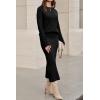 imageArachampampCloz Womens Wool Blend Sweater 2 Piece Sets Fall Business Long Sleeve Top Midi Skirts Outfits 2025Black