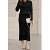 imageArachampampCloz Womens Wool Blend Sweater 2 Piece Sets Fall Business Long Sleeve Top Midi Skirts Outfits 2025Black