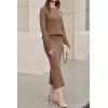 imageArachampampCloz Womens Wool Blend Sweater 2 Piece Sets Fall Business Long Sleeve Top Midi Skirts Outfits 2025Brown