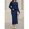 imageArachampampCloz Womens Wool Blend Sweater 2 Piece Sets Fall Business Long Sleeve Top Midi Skirts Outfits 2025Navy