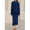 imageArachampampCloz Womens Wool Blend Sweater 2 Piece Sets Fall Business Long Sleeve Top Midi Skirts Outfits 2025Navy