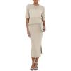 imageArachampampCloz Womens Soft 2 Piece Sets Summer Crochet Top and Midi Slit Skirt Outfits 2025Light Apricot