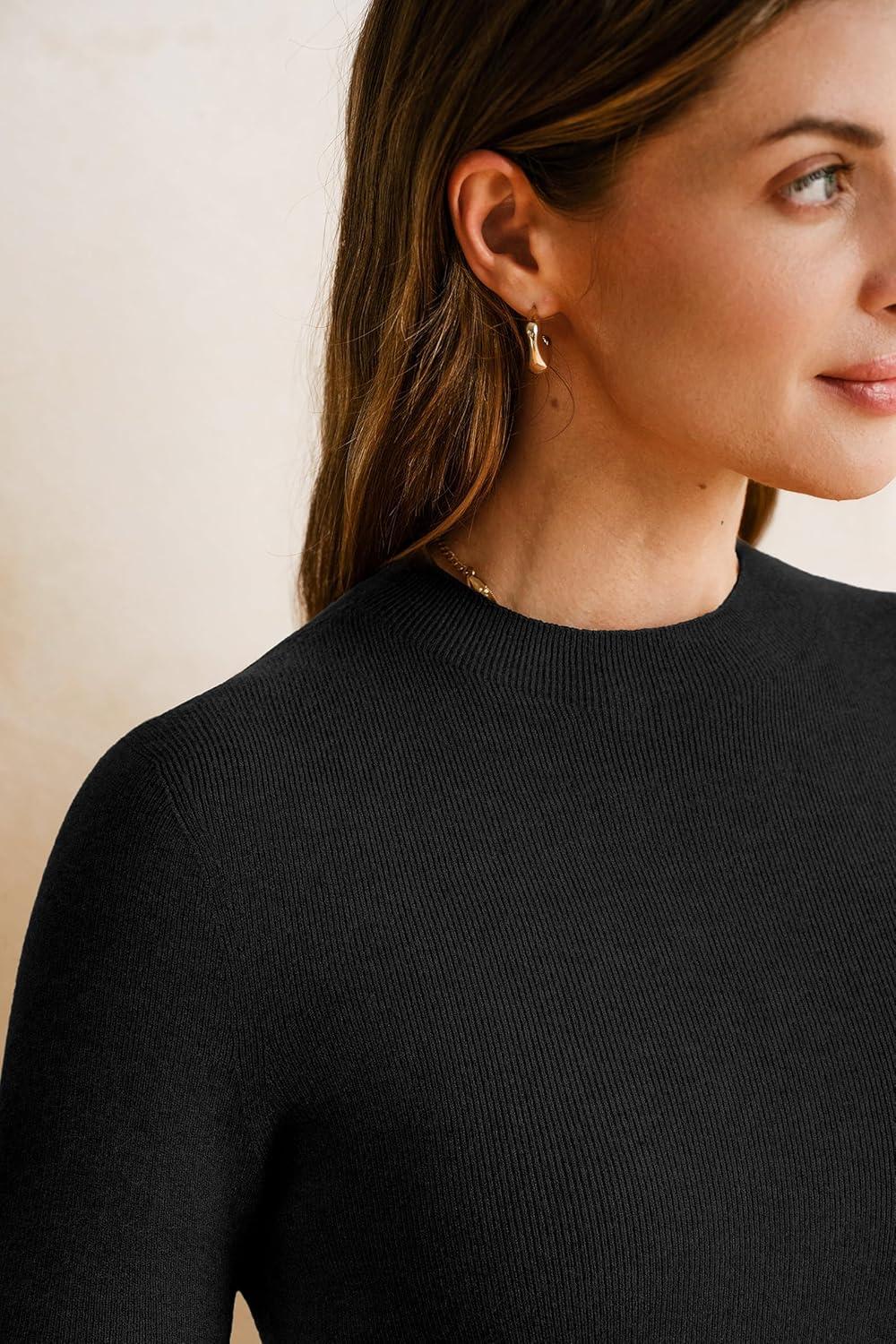 imageArachampampCloz Womens Wool Blend Summer Fall Seamless Rip Resistant Tops Opaque ShirtsAblack