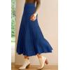 imageArachampampCloz Womens Wool Blend Wide Elastic Band ALine Pleated Flowy Long Skirts 2025Navy Blue