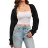 imageArachampampCloz Womens Wool Blend Bolero Shrug Fall Fashion Cropped Cardigans 2025Black