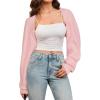 imageArachampampCloz Womens Wool Blend Bolero Shrug Fall Fashion Cropped Cardigans 2025Pink