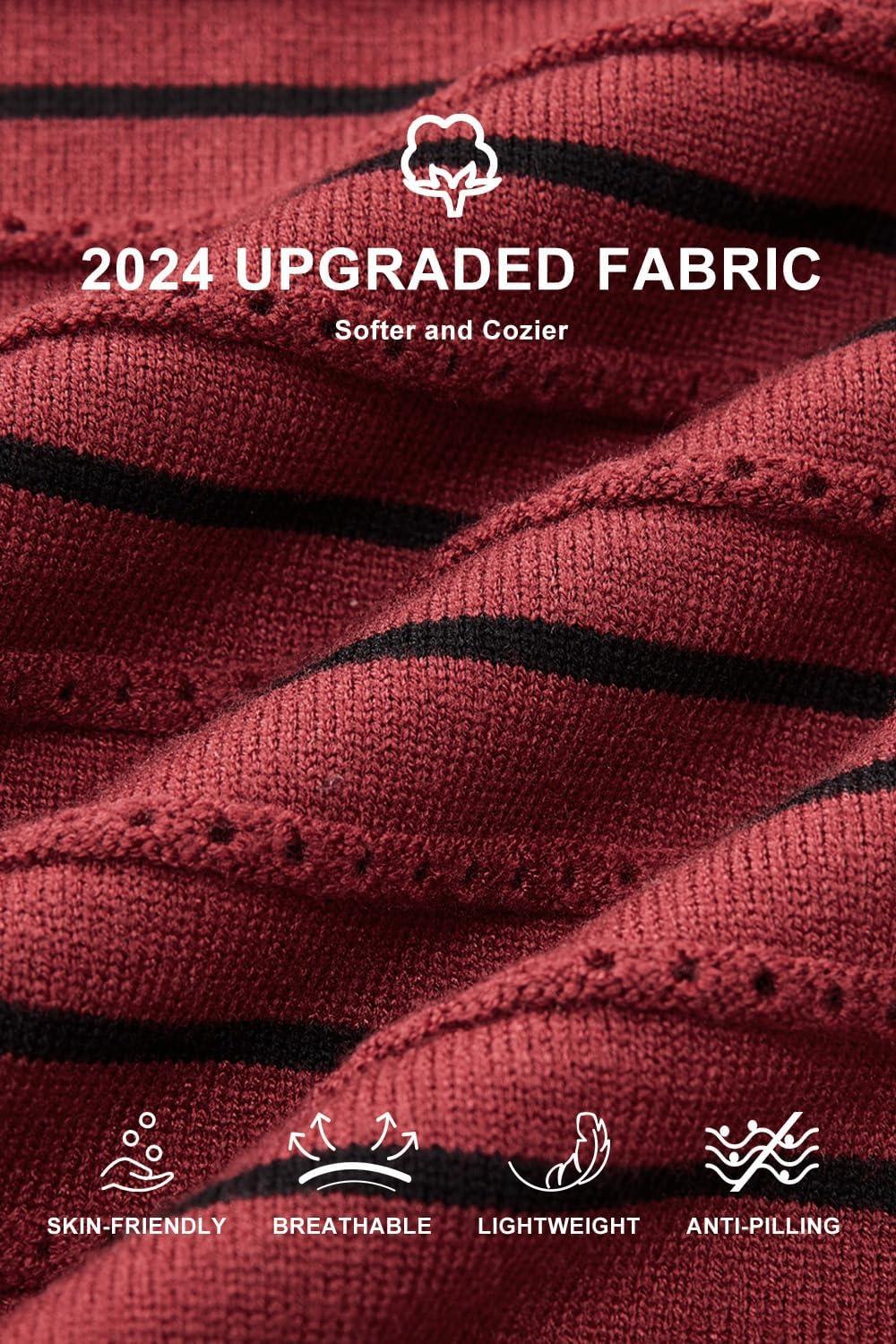 imageArachampampCloz Womens Soft Knit Sweater Fall Dressy Casual Pullover TopsStriped Wine Black