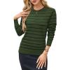 imageArachampampCloz Womens Soft Knit Sweater Fall Dressy Casual Pullover TopsStriped Army Green Black
