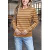 imageArachampampCloz Womens Soft Knit Sweater Fall Dressy Casual Pullover TopsStriped Light Brown White