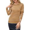 imageArachampampCloz Womens Soft Knit Sweater Fall Dressy Casual Pullover TopsStriped Light Brown White