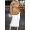 imageArachampampCloz Womens Soft Knit Sweater Fall Dressy Casual Pullover TopsStriped Light Brown White