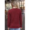imageArachampampCloz Womens Soft Knit Sweater Fall Dressy Casual Pullover TopsStriped Wine Black