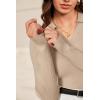 imageArachampampCloz Womens Wool Blend Polo Sweater Shirt Business Casual Slim Fitted Fall Tops 2025Apricot