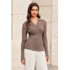 imageArachampampCloz Womens Wool Blend Polo Sweater Shirt Business Casual Slim Fitted Fall Tops 2025Coffee