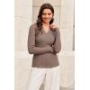 imageArachampampCloz Womens Wool Blend Polo Sweater Shirt Business Casual Slim Fitted Fall Tops 2025Coffee