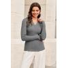 imageArachampampCloz Womens Wool Blend Polo Sweater Shirt Business Casual Slim Fitted Fall Tops 2025Gray