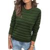 imageArachampampCloz Womens Soft Knit Sweater Fall Dressy Casual Pullover TopsStriped Army Green Black