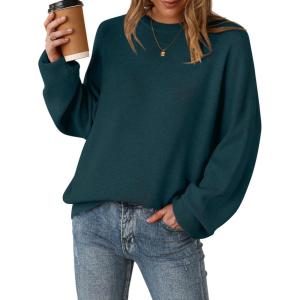 imageArachampampCloz Womens Wool Blend Oversized Sweaters Crewneck Casual Fall Outfits Fashion TopsDark Green