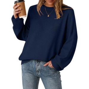 imageArachampampCloz Womens Wool Blend Oversized Sweaters Crewneck Casual Fall Outfits Fashion TopsNavy