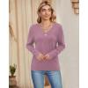 imageArachampampCloz 2 Pack Womens Sweaters 2024 Lightweight Soft V Neck Long Sleeve Fall Tops Fashion Clothes Casual Shirts PulloverOff Whitegrey Purple