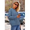 imageArachampampCloz Womens Wool Blend Cable Knit Fall Winter Chunky Oversized Sweaters 2025Blue
