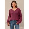 imageArachampampCloz Womens Wool Blend Oversized V Neck Casual Sweaters 2025Dark Red