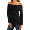 imageArachampampCloz Womens Wool Blend Slim Fit Off The Shoulder Fall Sweater 2025Black